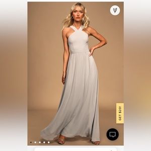 Lulus Air of Romance Grey Maxi Dress Size S